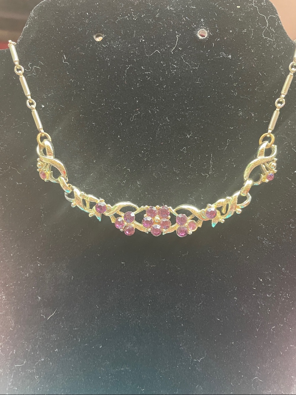 Delicate Pink/Purple Stone Floral Necklace - Women Jewelry